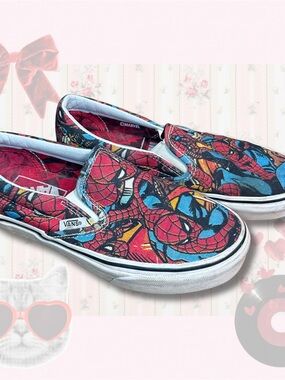 Vans Slip-On Marvel Spider-Man shoes featuring allover Spiderman graphic print